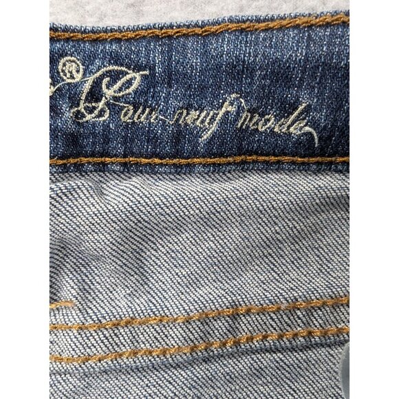 Machine Nouvelle Mode Jeans Womens SZ 30 Blue Destressed Whiskers Tapered Faded - Picture 16 of 16